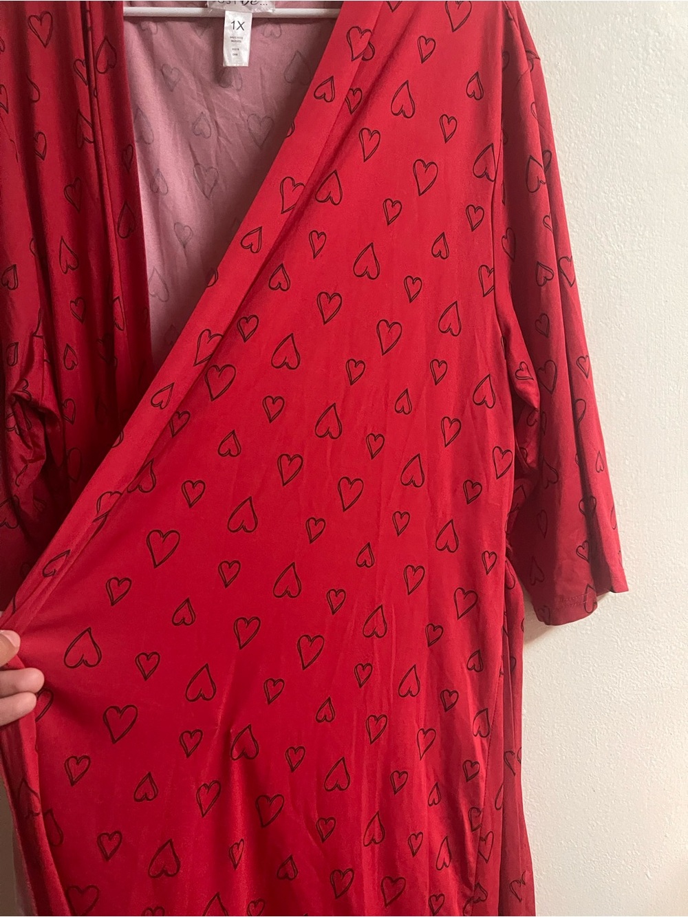 just be Red Heart-Print Robe - Picture 3 of 6